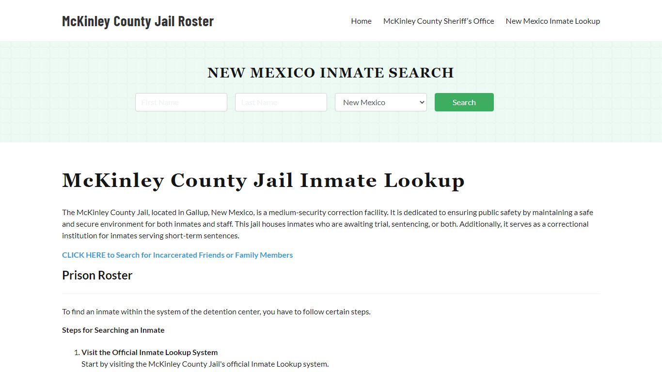 McKinley County Jail Roster Lookup, NM, Inmate Search