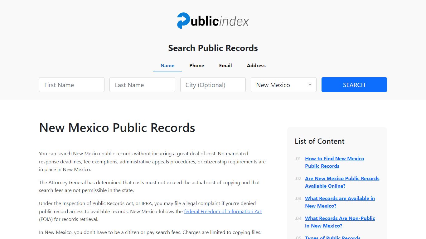 New Mexico Public Records Online - ThePublicIndex